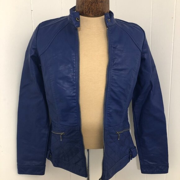 Womens Blue Faux Leather Jacket. Size XS. Brand NEW. NWT - Picture 5 of 8